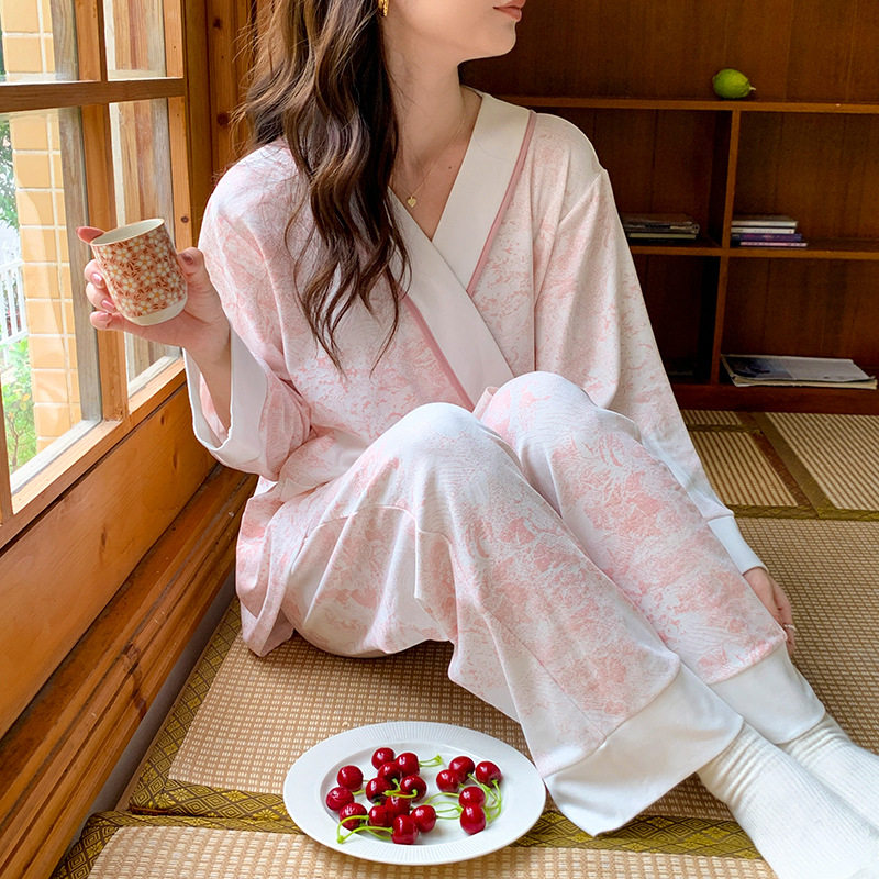 春季纯棉和服月子服孕妇哺乳睡衣