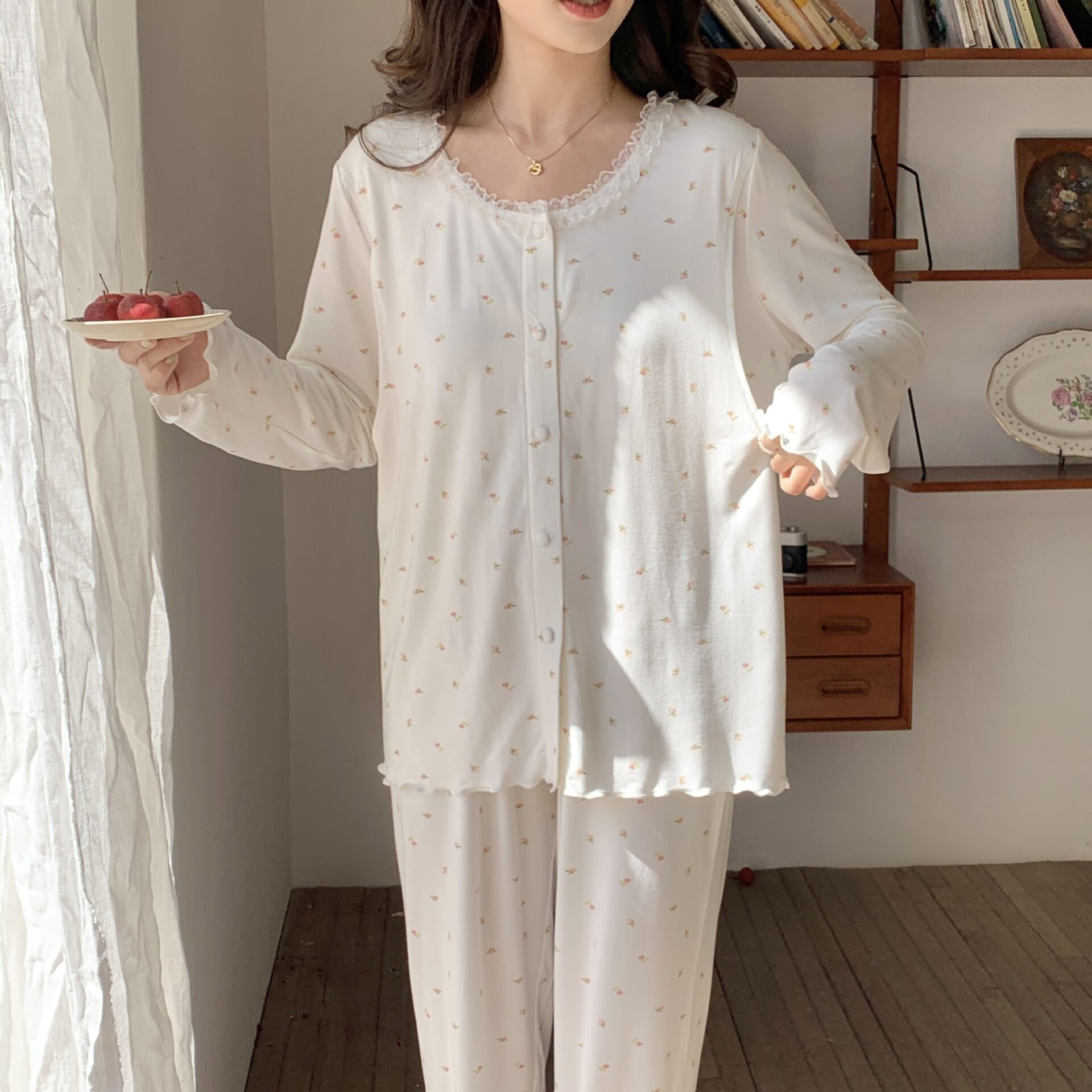 带胸垫月子服春夏莫代尔薄5月6月