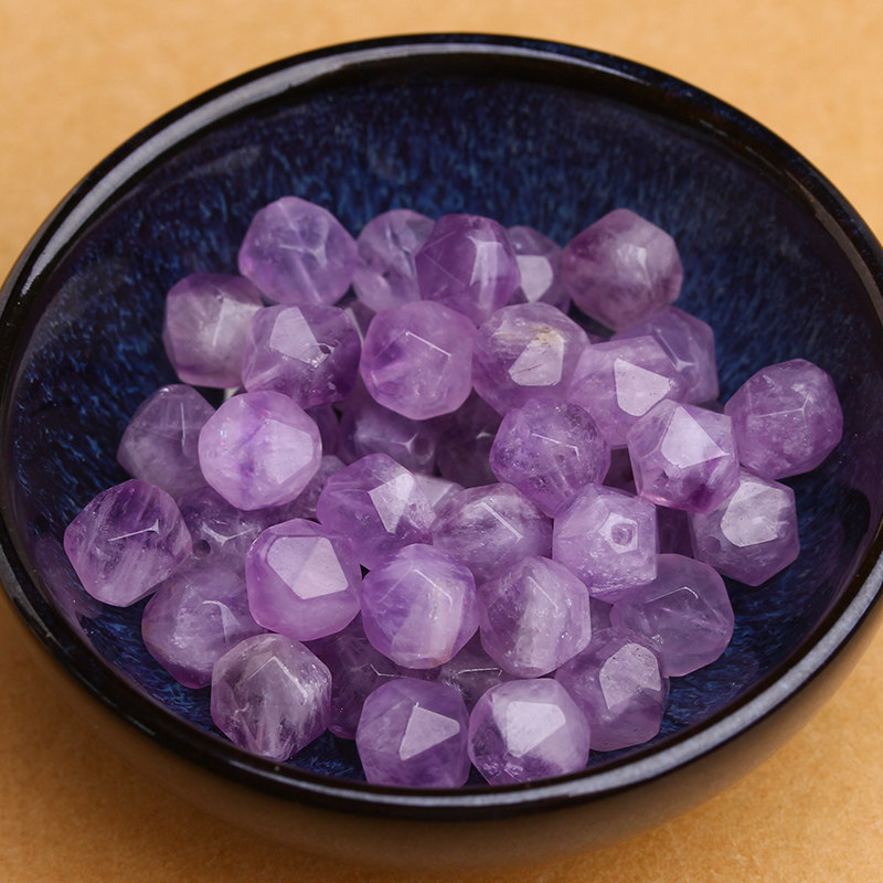 鼎喜天然薰衣草紫水晶钻石切面刻面散珠紫晶随形做手链项链长链