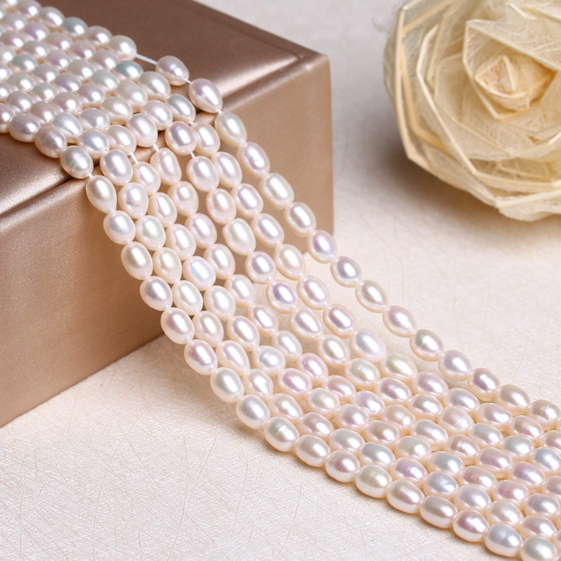 鼎喜天然淡水珍珠散珠子白珍珠米珠6mm转运珠diy手链项链半成品