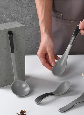 黑色塑料小勺子密胺仿瓷长柄勺磨砂餐厅饭店商用调羹拉面日式汤勺