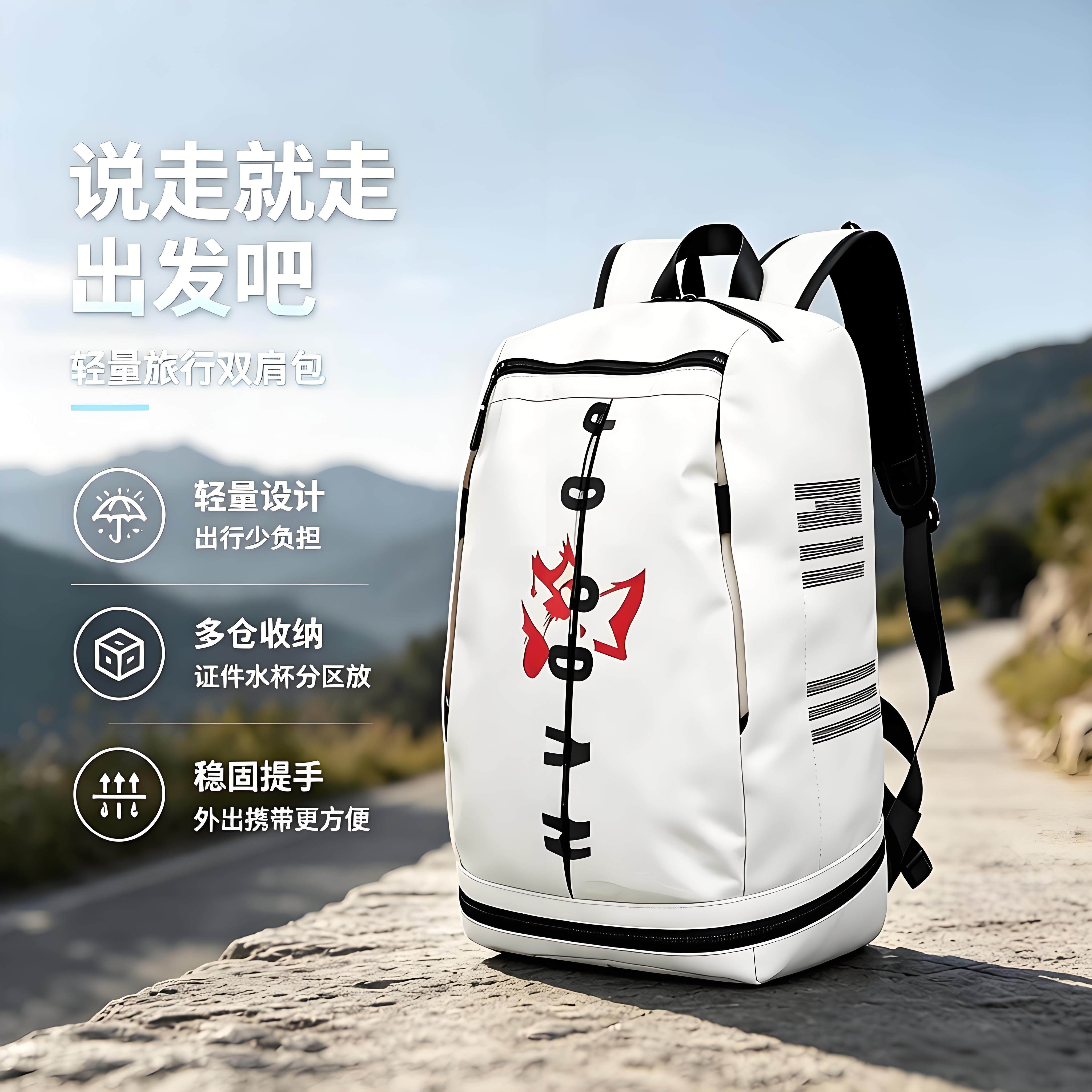 2026新款大容量轻便双肩包多功能帆布运动手提书包带鞋仓