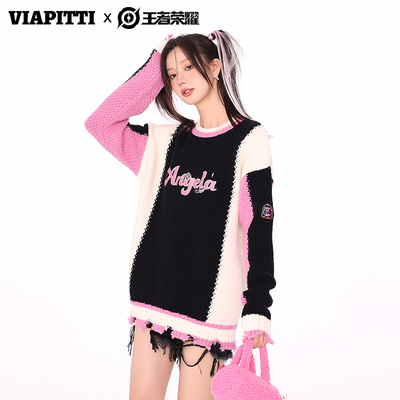 VIAPITTI加厚撞色刺绣毛衣