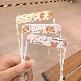 可爱轻松熊苹果4 5S手机膜适用iPhone6Plus防尘8卡通7高清透明SE2钢化玻璃防爆保护彩膜