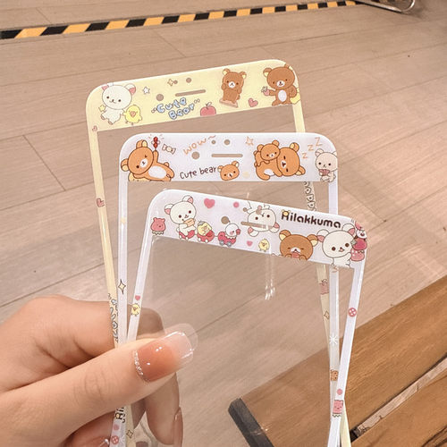 可爱轻松熊苹果4/5S手机膜适用iPhone6Plus防尘8卡通7高清透明SE2钢化玻璃防爆保护彩膜