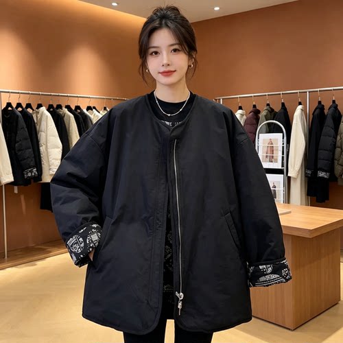 2026冬季新款韩版圆领短外套女宽松百搭小众设计感气质上衣