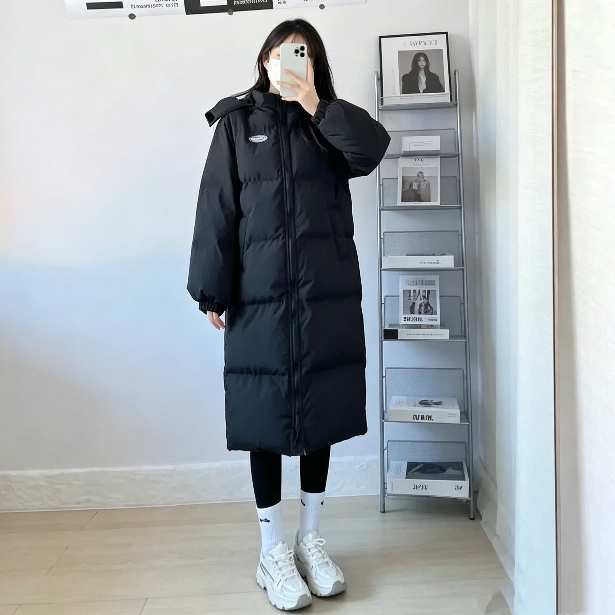 中长款羽绒棉服女冬季2026年oversize棉袄小个子加厚棉衣外套纯色