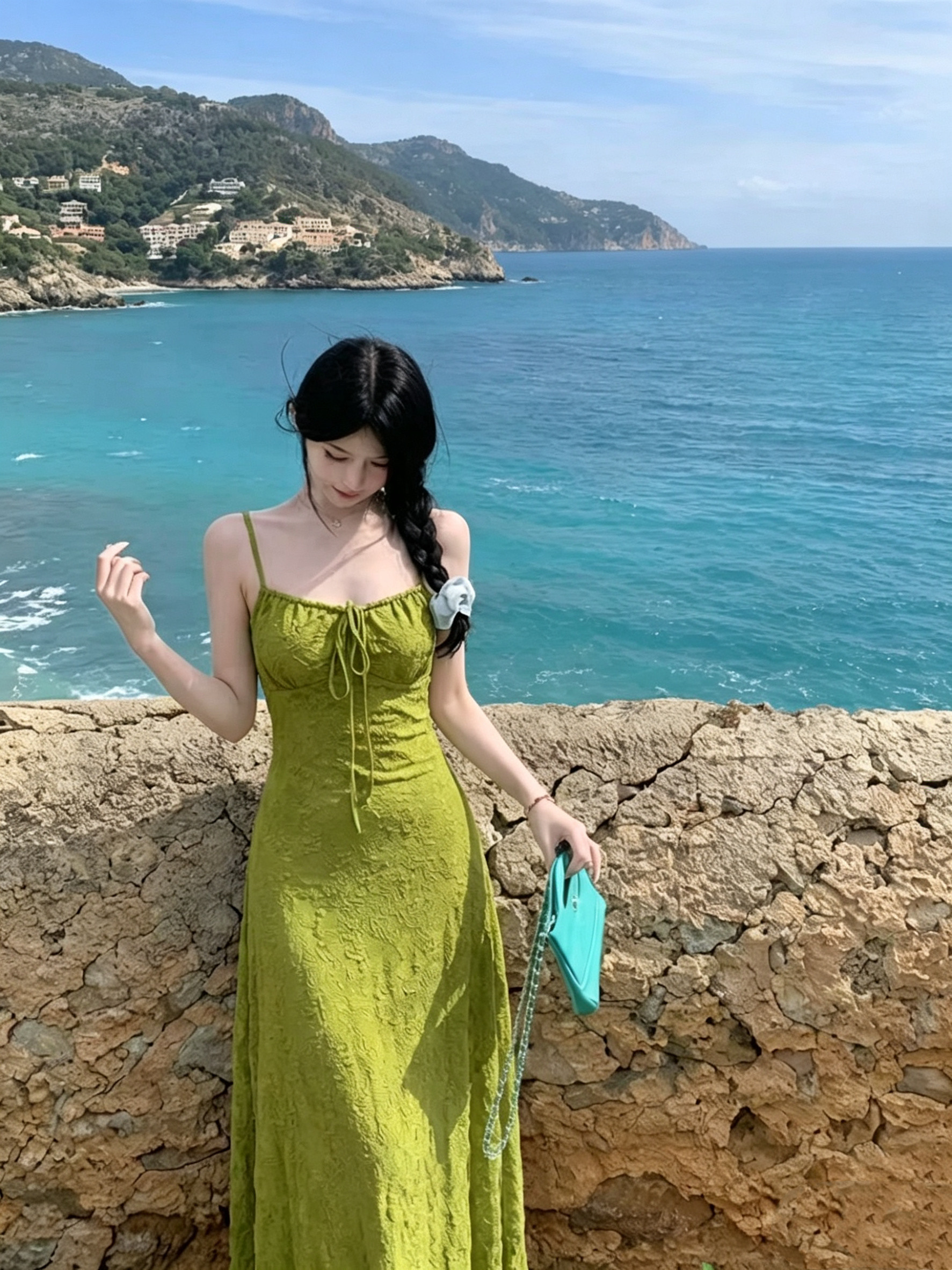 夏季法式复古收腰显瘦无袖连衣裙