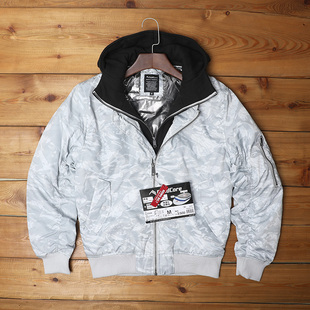 热反射秋冬新款超值外贸日单复古加厚MA-1飞行夹克男女棉服可拆帽