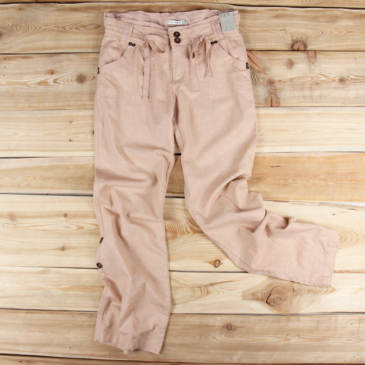 超值外贸女款宽松阔腿裤百搭夏季清凉薄款休闲棉麻亚麻长裤加大码