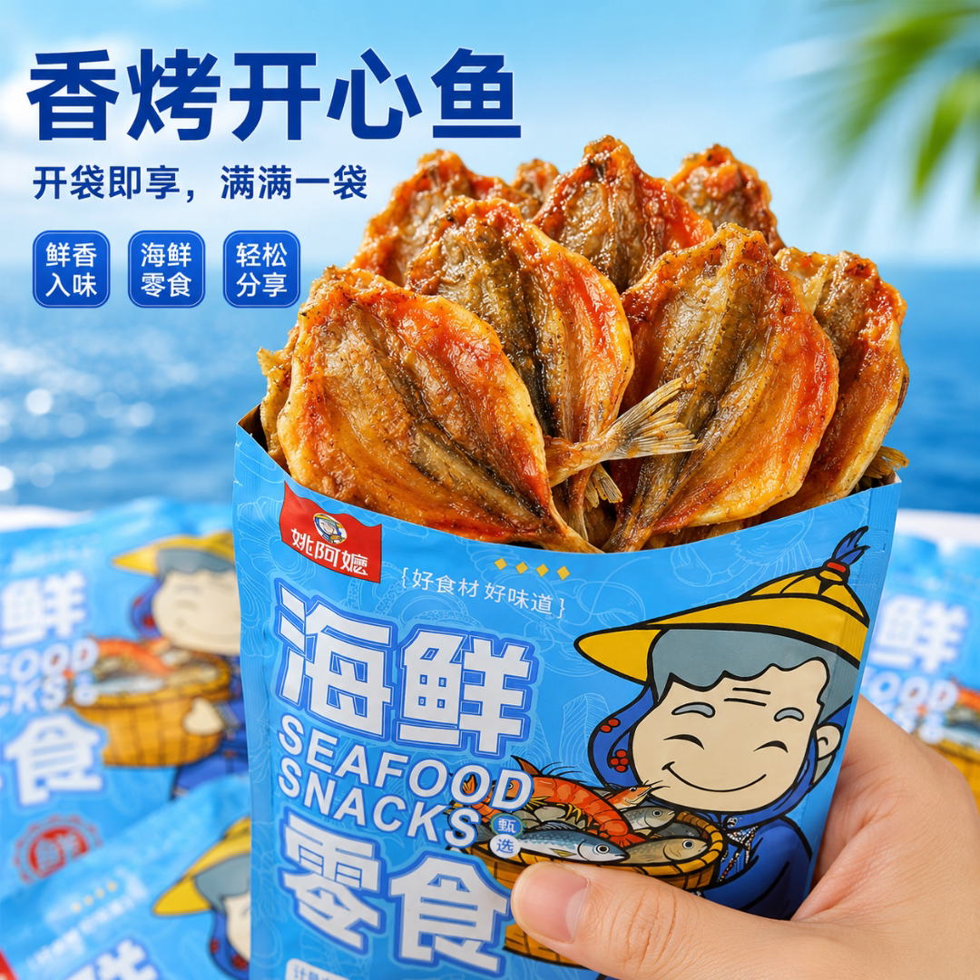 【北海风味】手撕香烤开心鱼片健康营养美味高蛋白休闲解馋烤鱼片