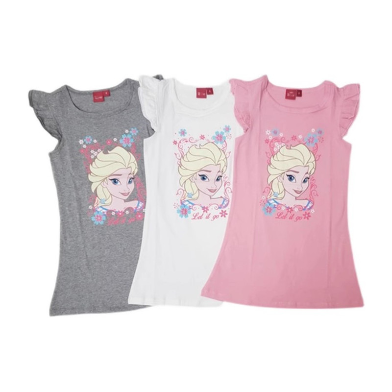 三色外单童装气质夏款新款冰雪公主纯棉舒适透气小飞袖连衣裙裙子