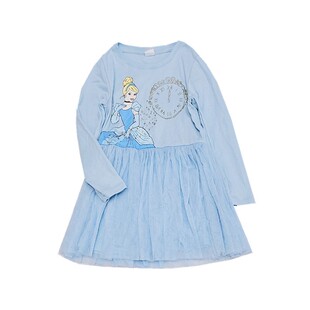 3-10岁外单女童童装春夏新款卡通灰姑娘蓝色公主裙长袖洋气连衣裙