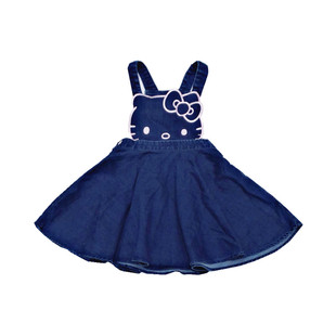 女童夏款 外单纯元 kitty猫咪软牛仔背带裙连衣裙 5岁软萌背带裙