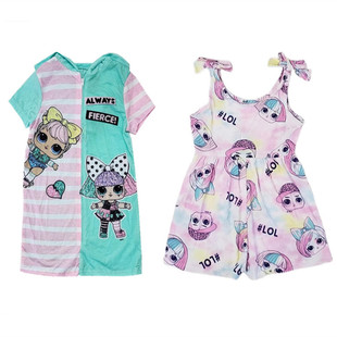 棉质卡通时尚 短裤 娃娃连体衣短袖 子休闲裤 上衣裤 外单儿童女童夏款