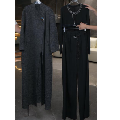 【飒姐专属】秋冬毛呢外套长款大衣高奢气质温婉风大衣2576