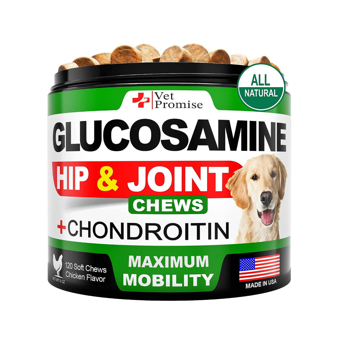 美国直邮 Vet Promise Hip and Joint 狗用葡萄糖胺关节补剂120粒