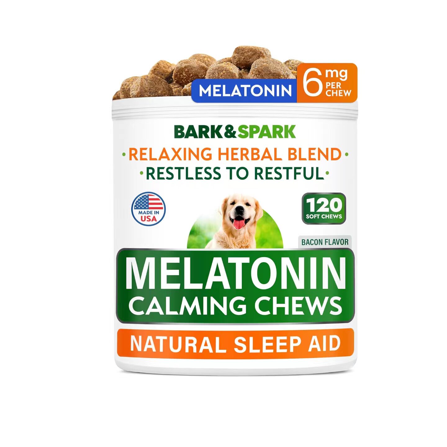 美国直邮 BARK&SPARK Calming Melatonin 狗睡眠提供镇静褪黑素
