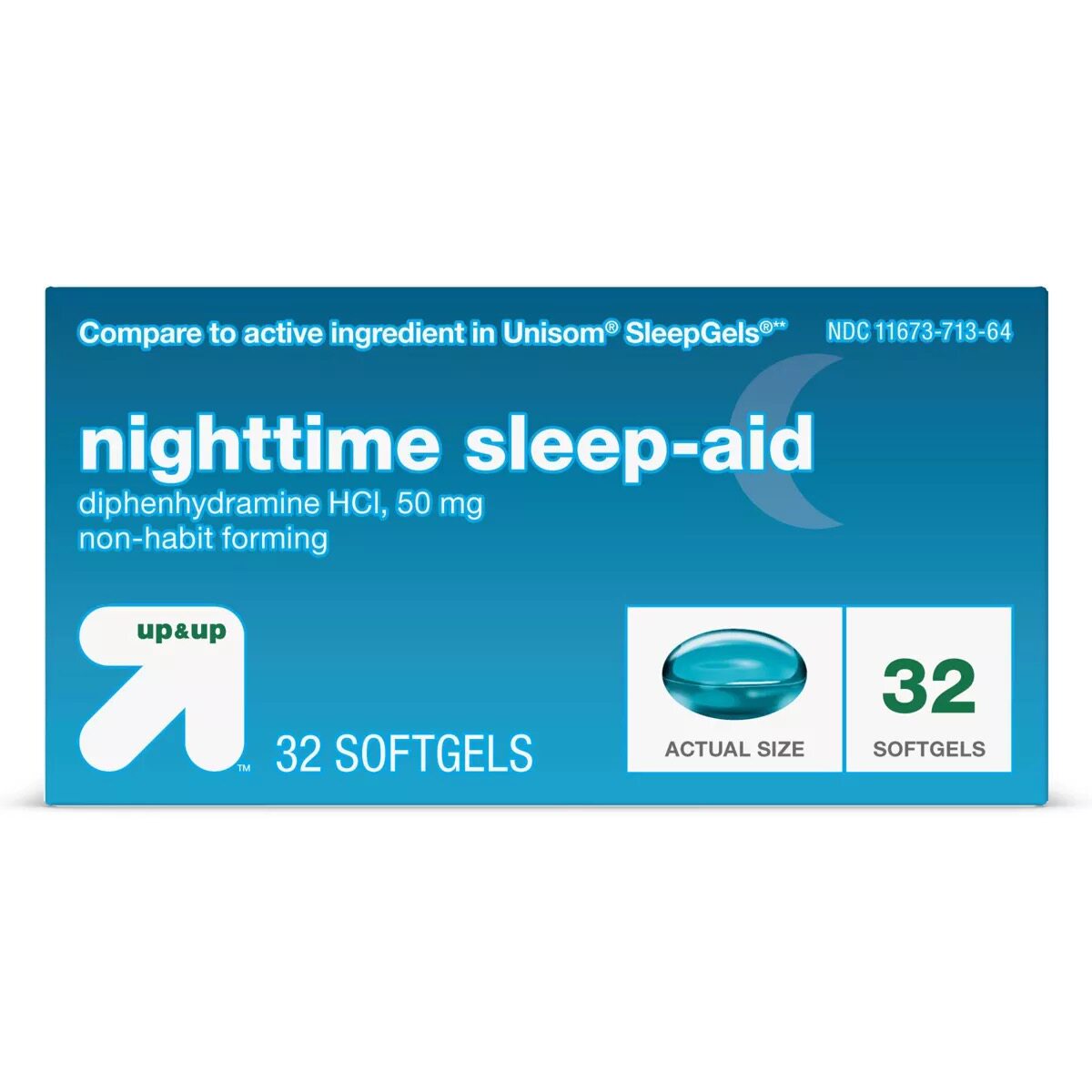美国直邮Up &Up Nighttime Sleep Aid盐酸苯海拉明夜间助眠软胶囊