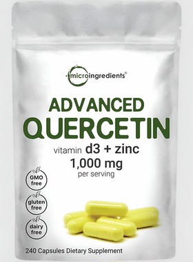 美国直邮 MICROINGREDIENTS D3+Zinc 槲皮素1000毫克 240粒