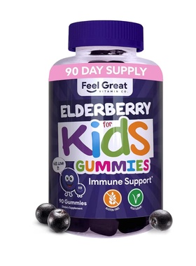 美国直邮 Feel Great Kids Elderberry Gummies 儿童接木骨软糖
