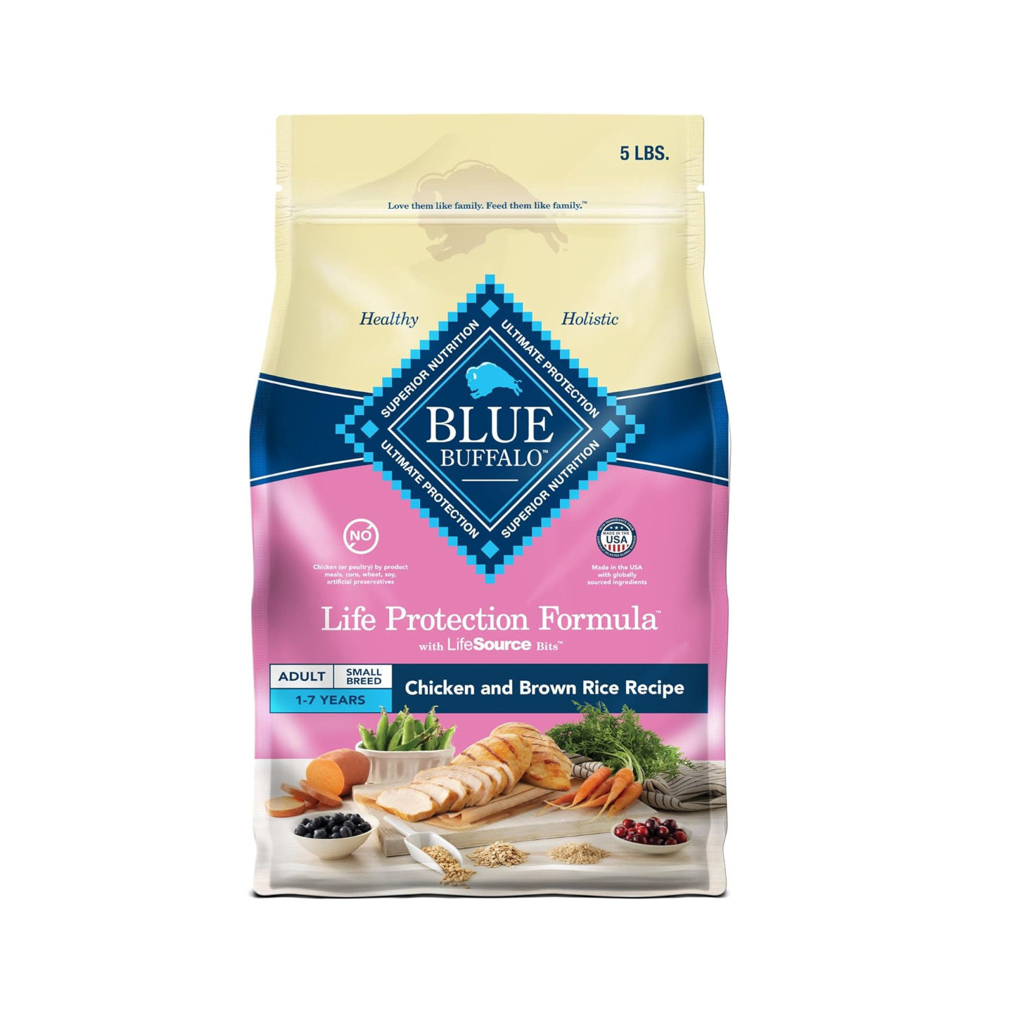 美国直邮Blue Buffalo Life Protection成年小品种干狗粮天然成分