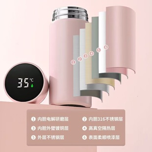 智能测温保温杯 480ml简约小巧莫兰迪茶杯 不锈钢保温杯320
