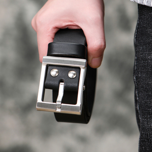 适上5mm加厚4cm加宽一体连接意大利头层牛皮带男真皮钢针扣裤腰带