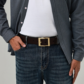 适上5mm加厚4cm加宽一体连接意大利头层牛皮带男真皮铜针扣裤 腰带