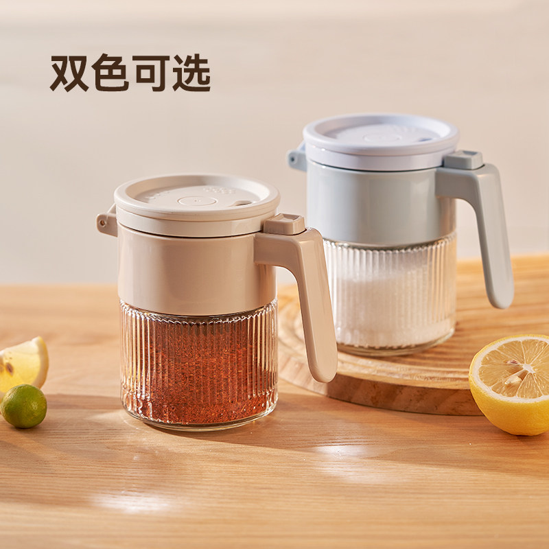 美东定量调料罐厨房玻璃调料盒家用调味瓶两用调料瓶