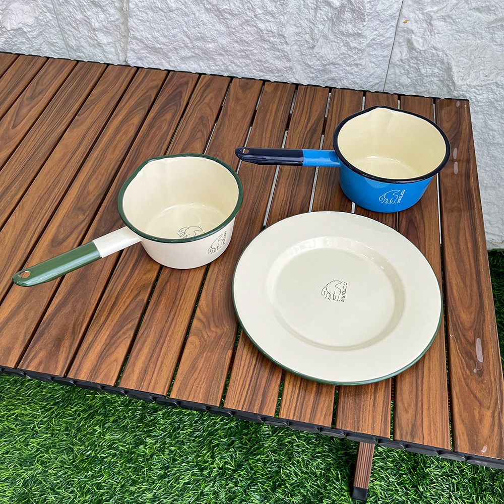 宝藏好货！微瑕捡漏！北欧户外搪瓷小奶锅露营餐具平底锅盘子碟子
