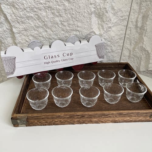 日式耐热钠钙玻璃锤目纹清酒杯