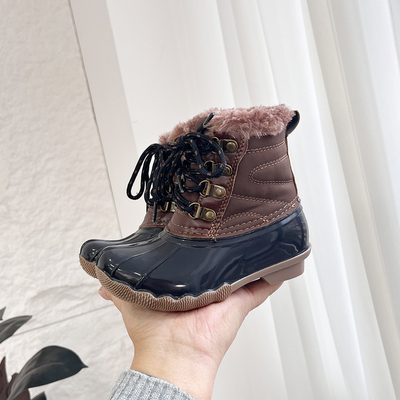 男女童防水加绒复古猎鸭靴童鞋