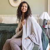 穿身上 暖和珊瑚绒居家办公毛绒毯子 Y型披肩式 毛毯 老美轻奢