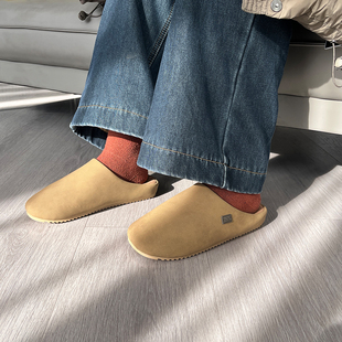 柔软磨砂PU超细麂皮绒静音博肯棉拖女士居家拖鞋 慵懒风 原169