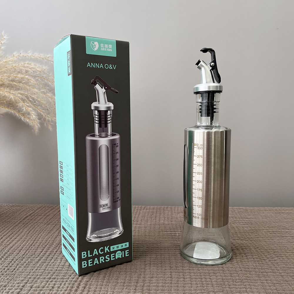 精准控量！不锈钢刻度！加厚玻璃不挂油防漏厨房油壶300ml调料瓶