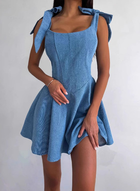 Women Dresses Sex Fashion Summer Streetwear鱼骨收腰连衣裙