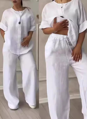 Plus Size Women Sets Loose Tops Pants Casual Home Wear阔腿裤