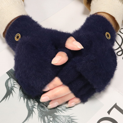 Winter Women Gloves Driving Gloves户外手套加厚防寒学生露指头