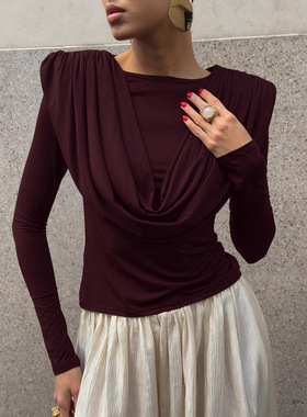 Women Tees Blouse Tops Elegant上衣女冬时尚针织打底T恤打底衫