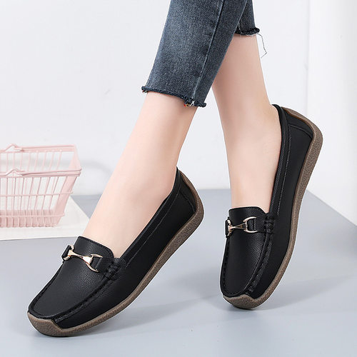 Women Loafer百搭妈妈鞋豆豆鞋乐福鞋坡跟防滑女鞋通勤工作鞋女