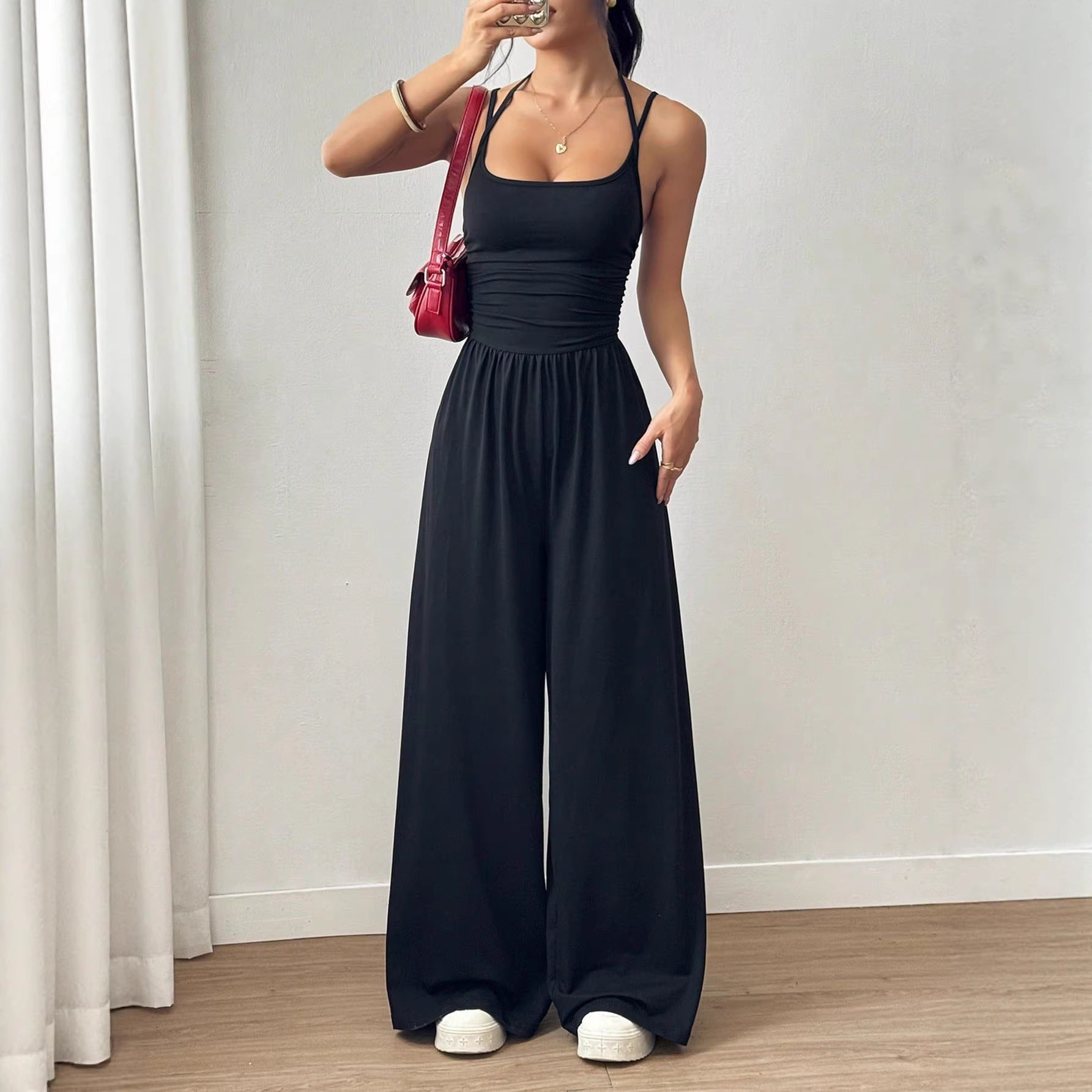 Women Jumpsuit Trousers欧美夏休闲裹胸连体裤时尚宽松阔腿裤女