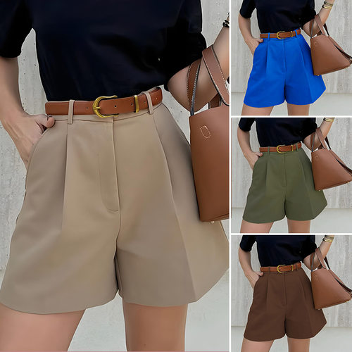 Women Casual Short Pants女士时尚气质纯色宽松直筒休闲短裤欧美