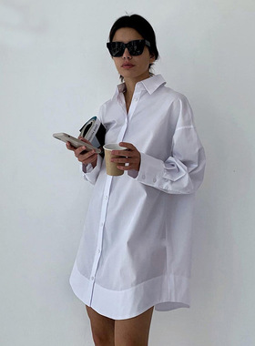 Women Shirt Elegant Loose White OL Clothes气质通勤百搭衬衣