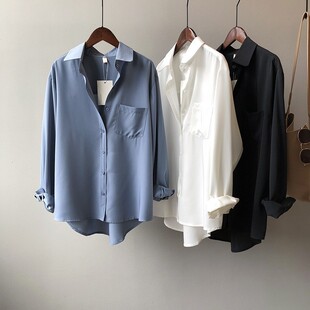 衬衫气质长袖翻领衬衣女Women Shirt Elegant Office OL Clothes