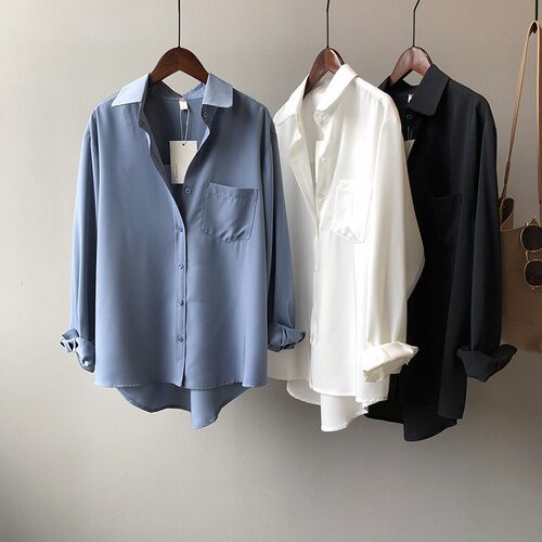 衬衫气质长袖翻领衬衣女Women Shirt Elegant Office OL Clothes