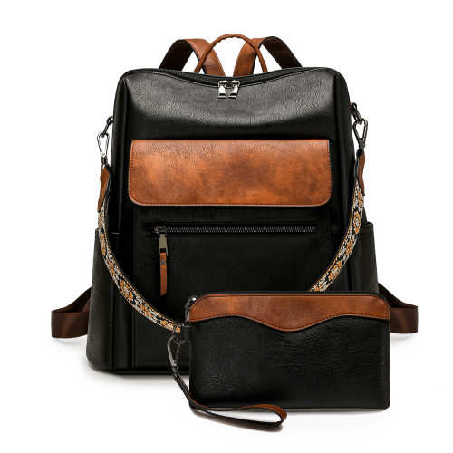 Backpack Bags双肩包包包百搭时尚撞色大容量欧美复古背包书包女