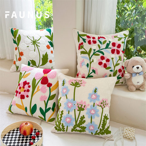 Floral Sofa Pillow Cushion Home Decor美花朵绣花沙发靠垫抱枕
