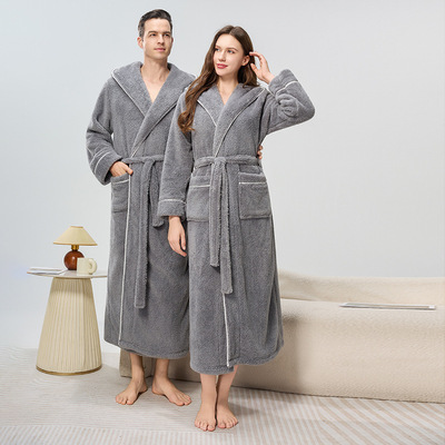 Autumn Winter Warm Long Thick Bath Bathrobes Robe Bath Towel