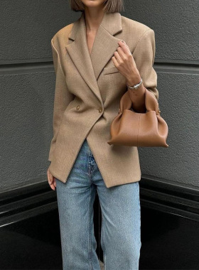 Women Suit Coat Ladies Elegant Overcoat纯色薄款职业西装外套